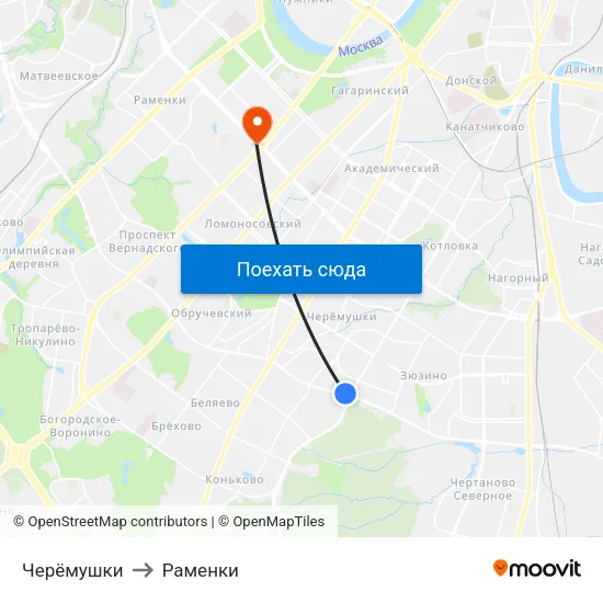 Черёмушки to Раменки map