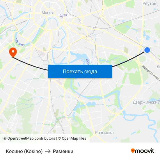 Косино (Kosino) to Раменки map