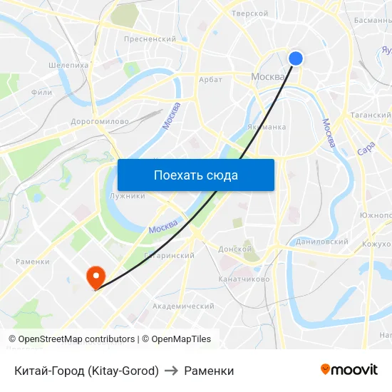 Китай-Город (Kitay-Gorod) to Раменки map