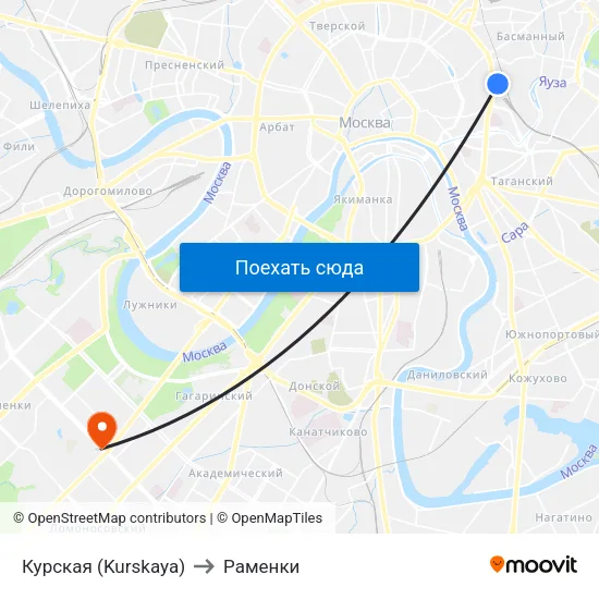 Курская (Kurskaya) to Раменки map