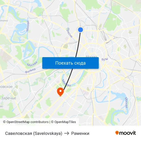 Савеловская (Savelovskaya) to Раменки map