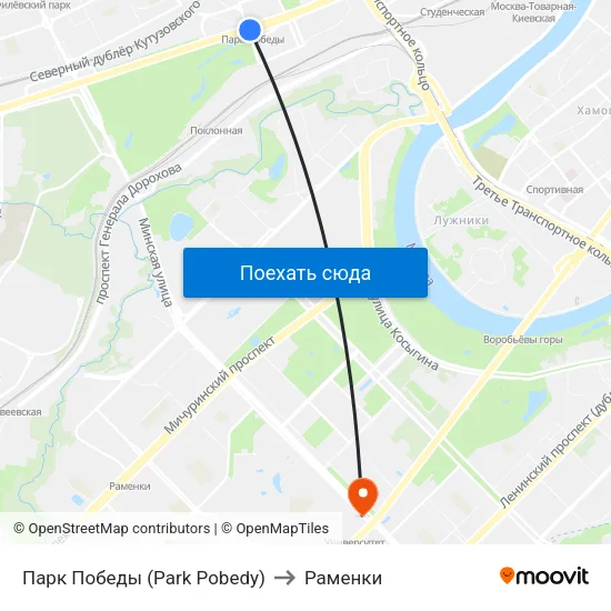 Парк Победы (Park Pobedy) to Раменки map