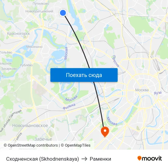 Сходненская (Skhodnenskaya) to Раменки map