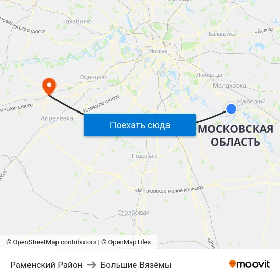 Раменский Район to Большие Вязёмы map