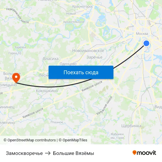 Замоскворечье to Большие Вязёмы map