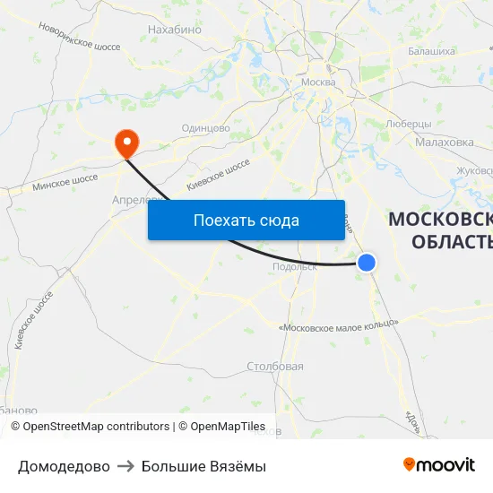 Домодедово to Большие Вязёмы map