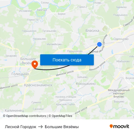 Лесной Городок to Большие Вязёмы map