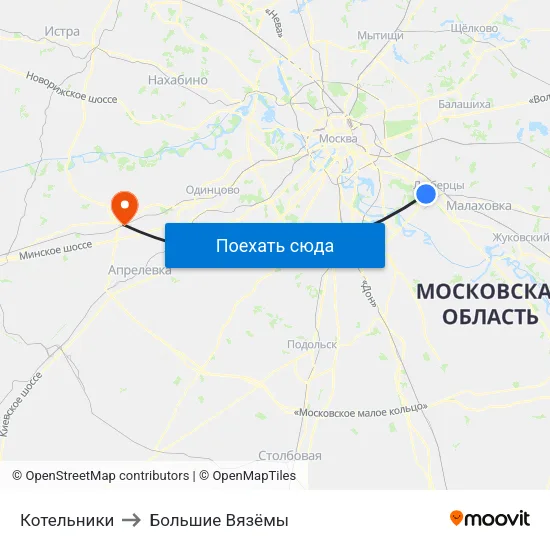 Котельники to Большие Вязёмы map