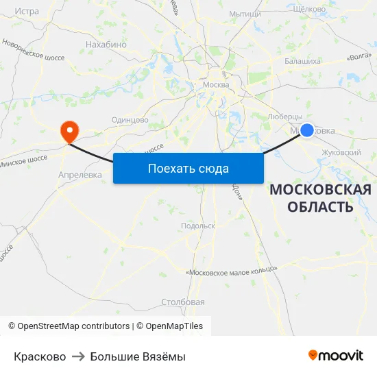 Красково to Большие Вязёмы map