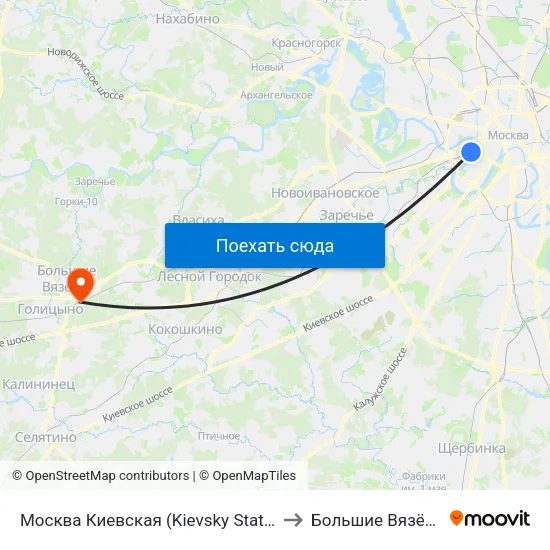 Москва Киевская (Kievsky Station) to Большие Вязёмы map