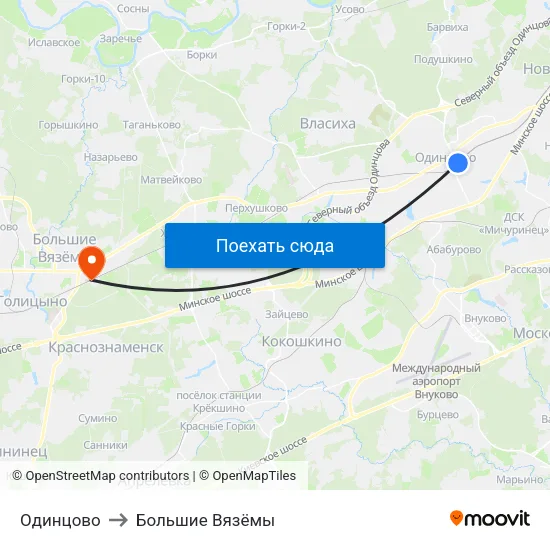 Одинцово to Большие Вязёмы map