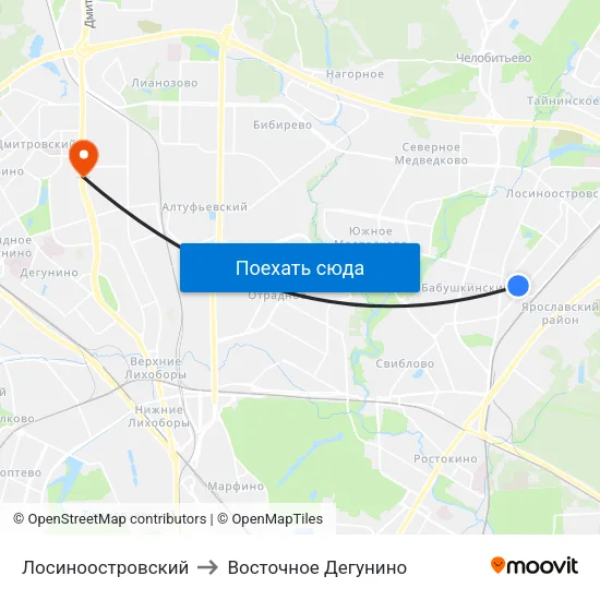 Лосиноостровский to Восточное Дегунино map