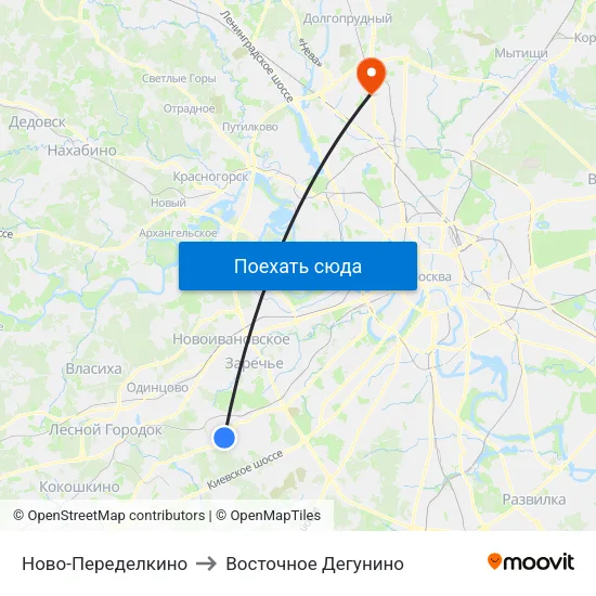 Ново-Переделкино to Восточное Дегунино map