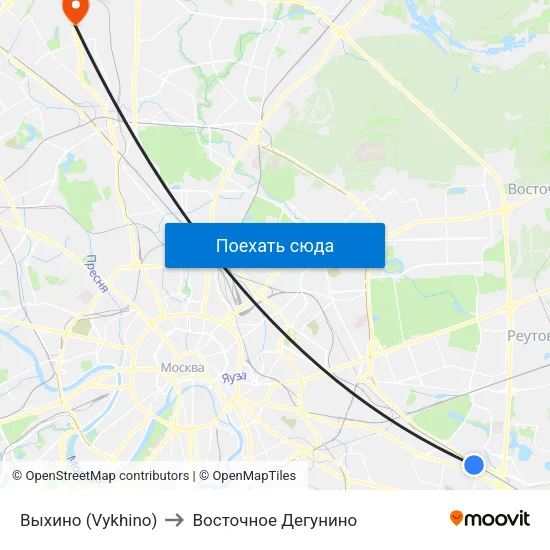 Выхино (Vykhino) to Восточное Дегунино map