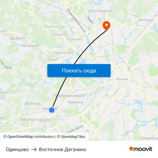 Одинцово to Восточное Дегунино map