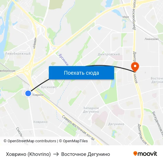 Ховрино (Khovrino) to Восточное Дегунино map