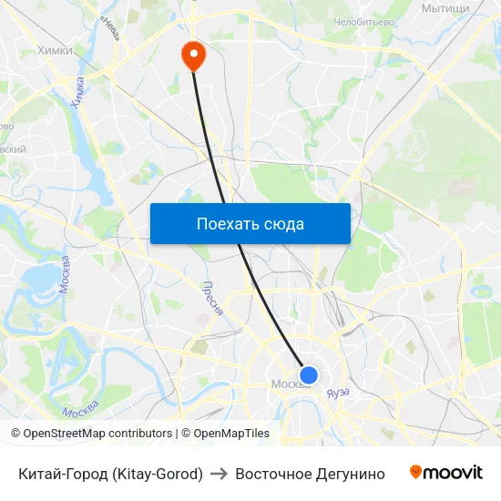 Китай-Город (Kitay-Gorod) to Восточное Дегунино map