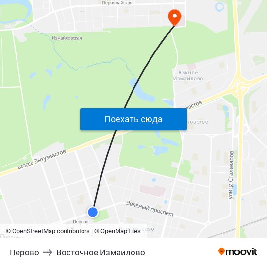 Перово to Восточное Измайлово map