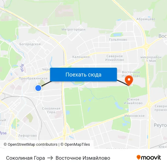 Соколиная Гора to Восточное Измайлово map