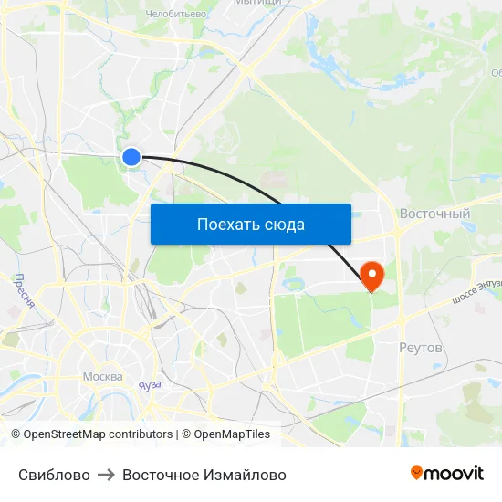 Свиблово to Восточное Измайлово map