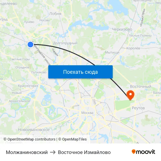 Молжаниновский to Восточное Измайлово map