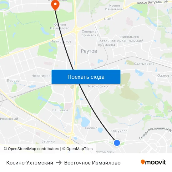 Косино-Ухтомский to Восточное Измайлово map