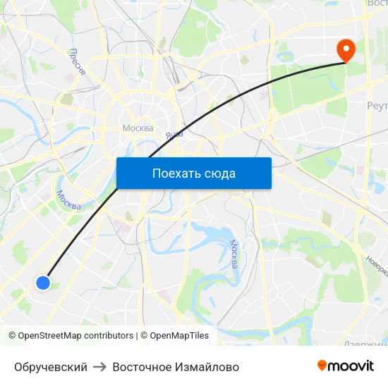 Обручевский to Восточное Измайлово map