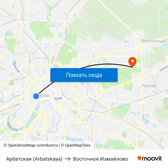 Арбатская (Arbatskaya) to Восточное Измайлово map