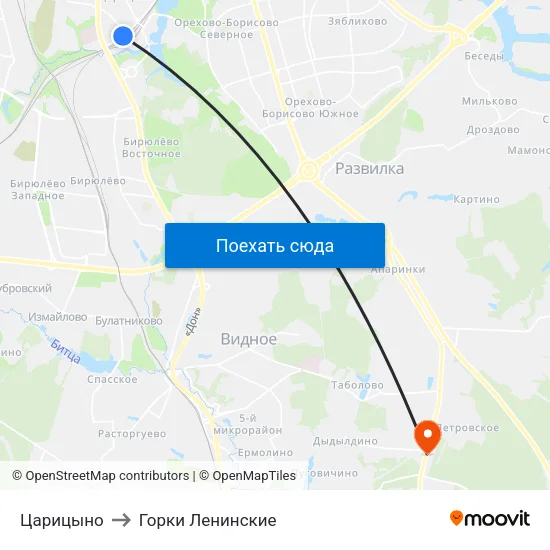 Царицыно to Горки Ленинские map