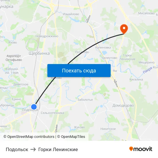 Подольск to Горки Ленинские map