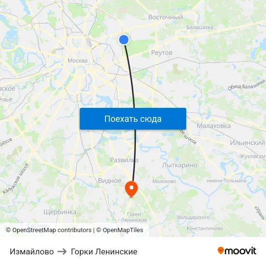 Измайлово to Горки Ленинские map