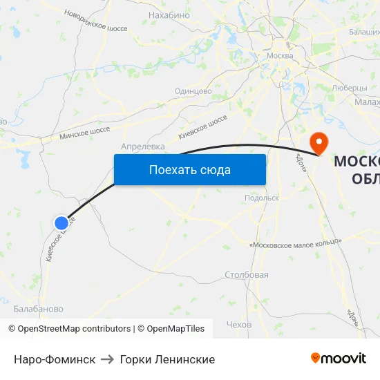 Наро-Фоминск to Горки Ленинские map