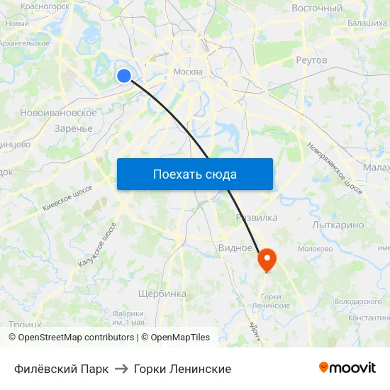 Филёвский Парк to Горки Ленинские map