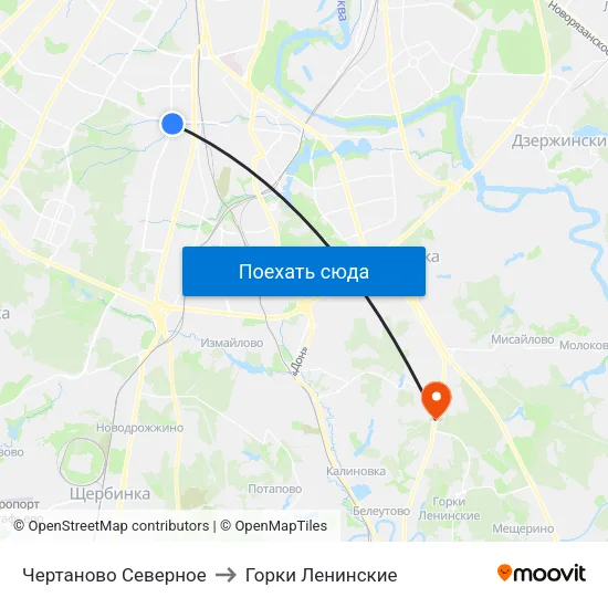 Чертаново Северное to Горки Ленинские map
