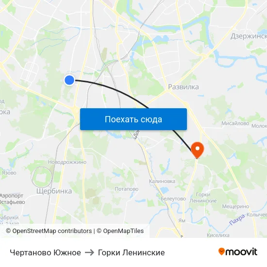 Чертаново Южное to Горки Ленинские map