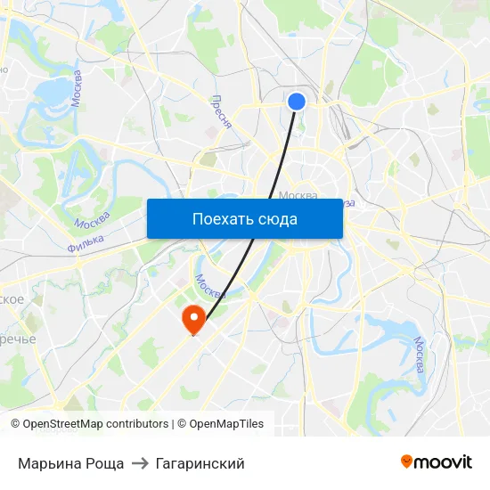 Марьина Роща to Гагаринский map