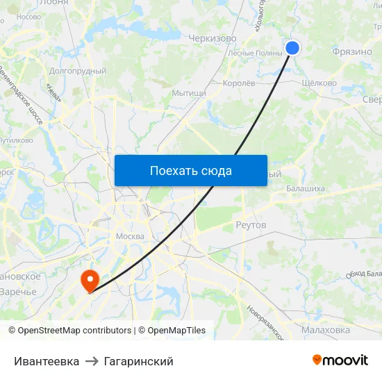 Ивантеевка to Гагаринский map