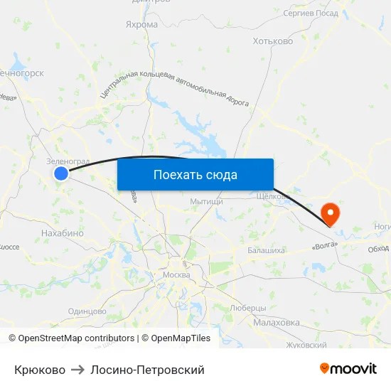 Крюково to Лосино-Петровский map