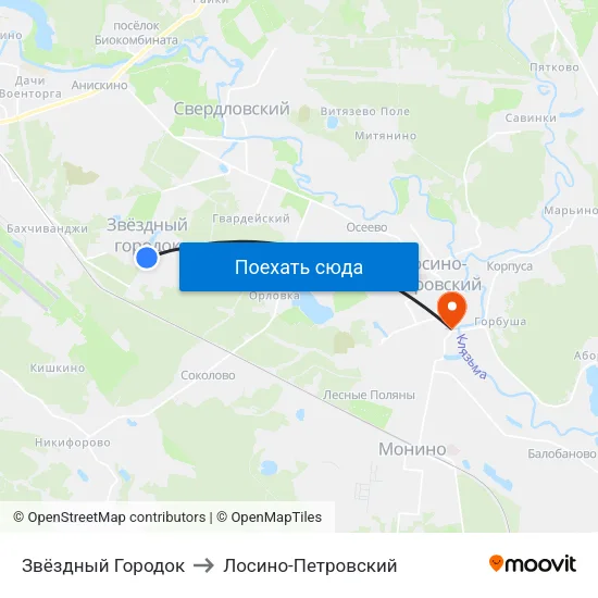 Звёздный Городок to Лосино-Петровский map