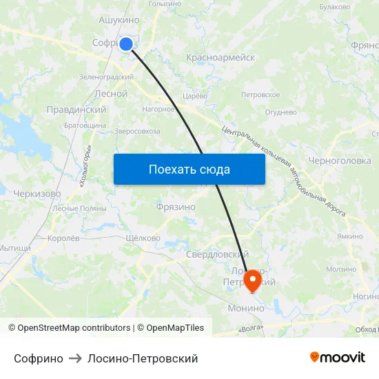 Софрино to Лосино-Петровский map