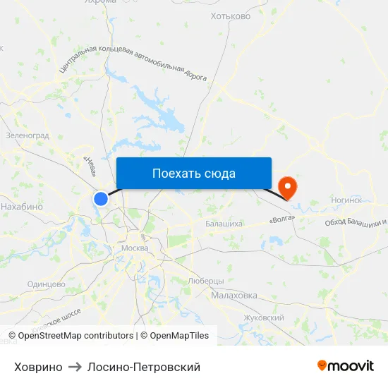 Ховрино to Лосино-Петровский map