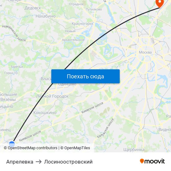 Апрелевка to Лосиноостровский map