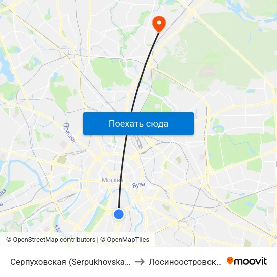 Серпуховская (Serpukhovskaya) to Лосиноостровский map