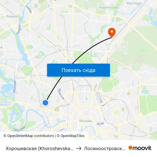 Хорошевская (Khoroshevskaya) to Лосиноостровский map