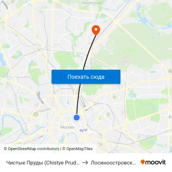 Чистые Пруды (Chistye Prudy) to Лосиноостровский map