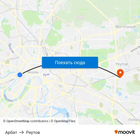 Арбат to Реутов map