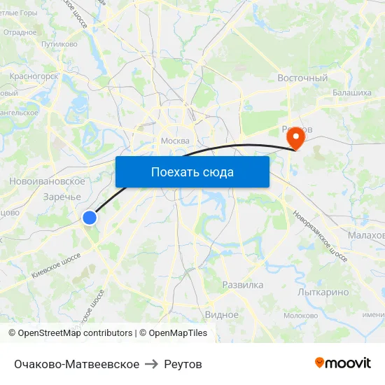 Очаково-Матвеевское to Реутов map