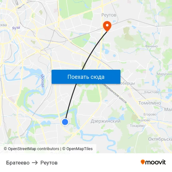 Братеево to Реутов map