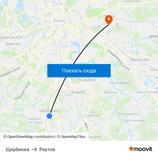Щербинка to Реутов map