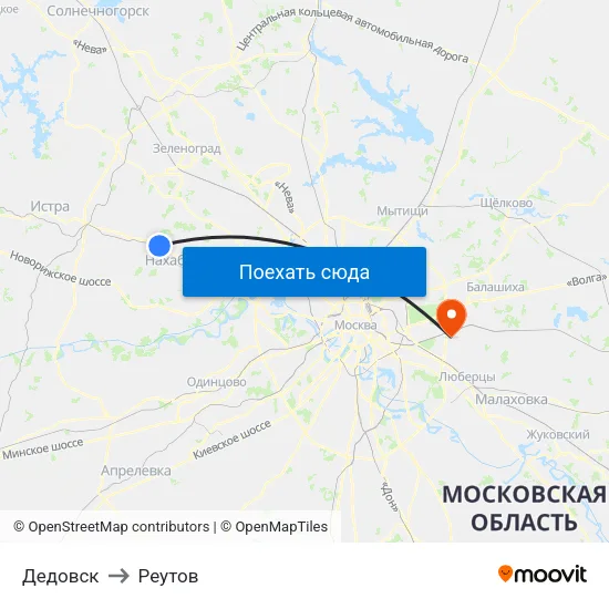 Дедовск to Реутов map